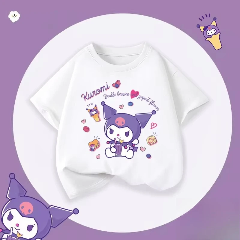 

2026 Sanrio Kulomier Children's Clothing Printed Printed Parent-child Half Sleeve Pure Cotton Round Neck Children's T-shirt