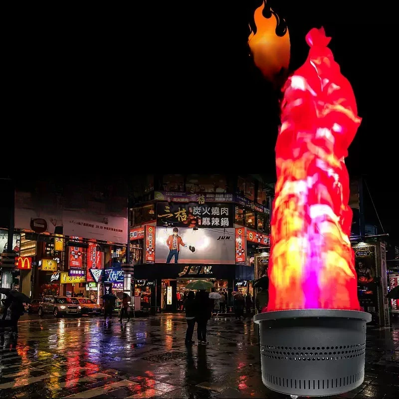 Large Campfire LED Fake Flame Light,Electronic Vertical Brazier Prop Atmosphere Lamp for Stage Performance