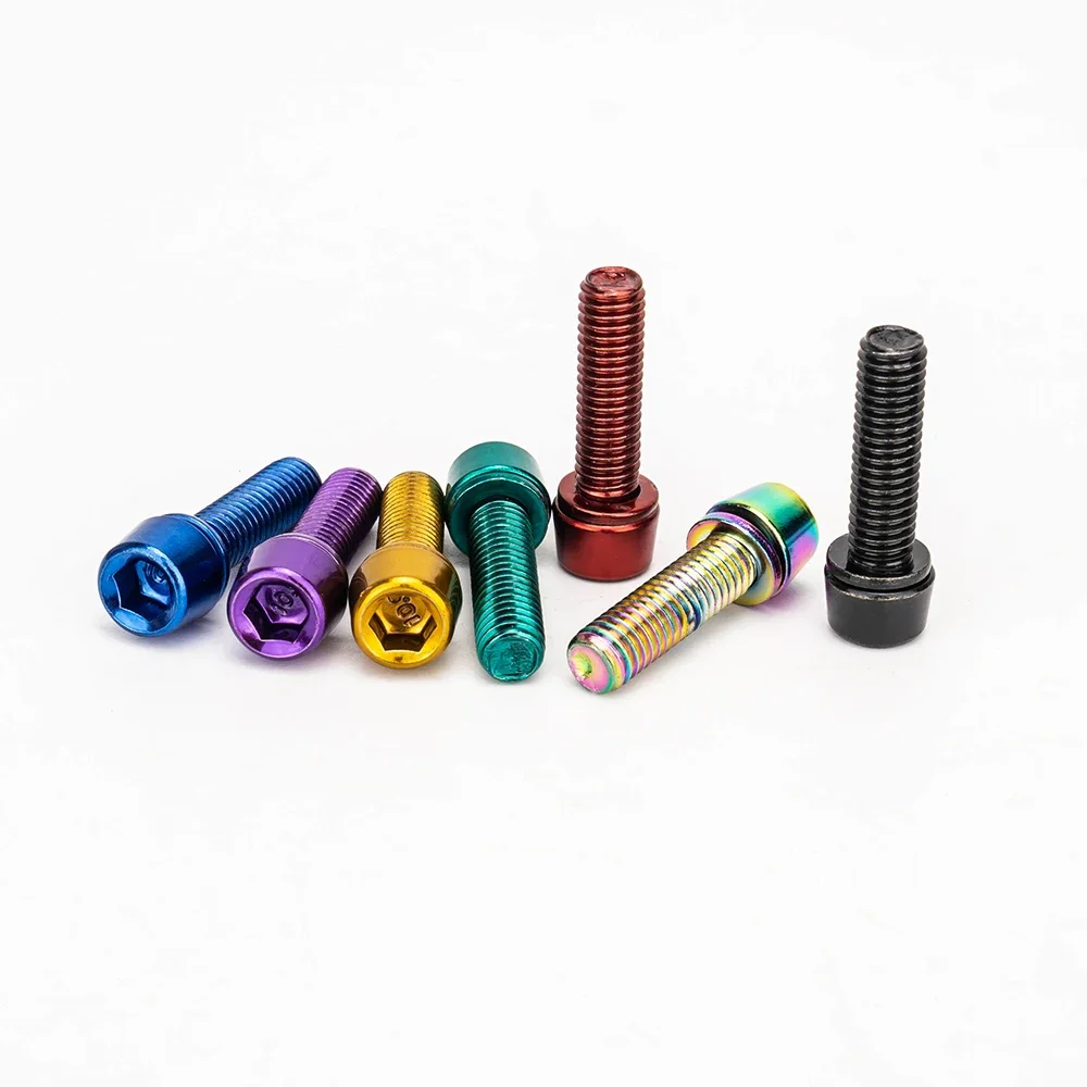 ZTTO 6pcs Bicycle Stem Bolt M5x18mm Steel Hexagon Screw MTB Road Bike Handlebar Stems Bolts Stiffen Colorful Rainbow