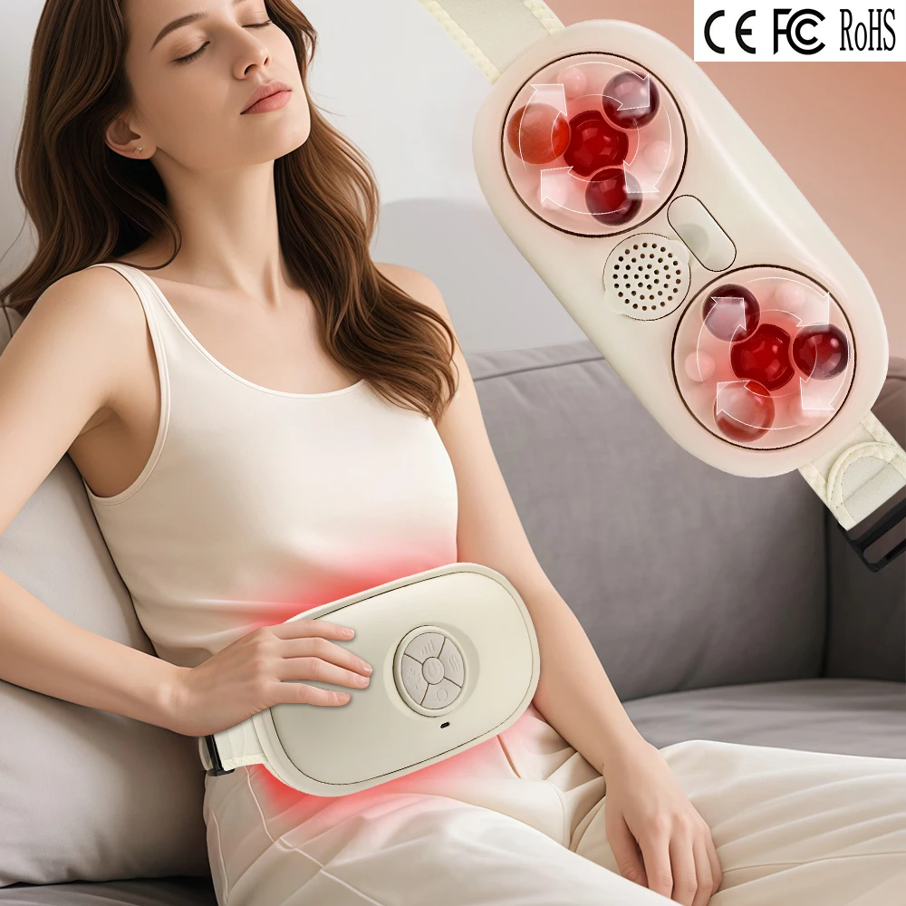 

Electric Abdominal Massager Bian Stone Kneading 2-Level Heat Fat Burner 3-Intensity Modes Anti-Cellulite Belly Shaking Remover