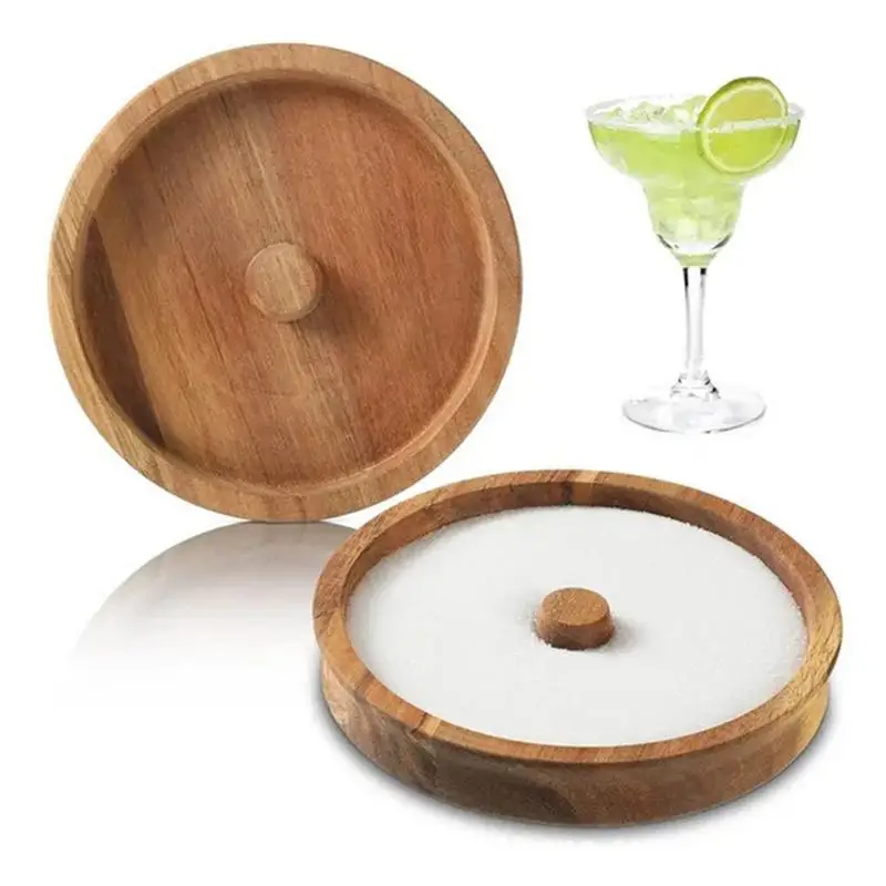 Margarita Salt Rimmer Wooden Cocktail Sugar Rimmer Portable Salt And Sugar Rimming S pice Container Bar Accessories Rimmer Dish