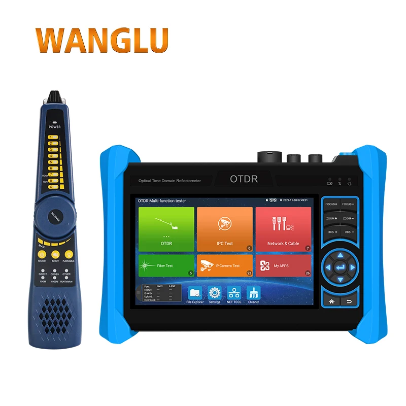 WANGLU 5.4 Inch Cheaper Handheld OTDR combined with 8K H.265 CCTV Tester IP OPM VFL Fiber Cable Tester