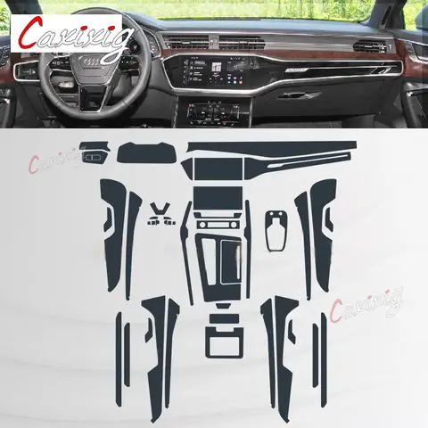 아우디 A6 A7 C8 2019 2023 자동차 인테리어 필름 대시 보드 피아노 보드 시프트 센터 콘솔, 스크래치 방지 투명 TPU PPF 필름