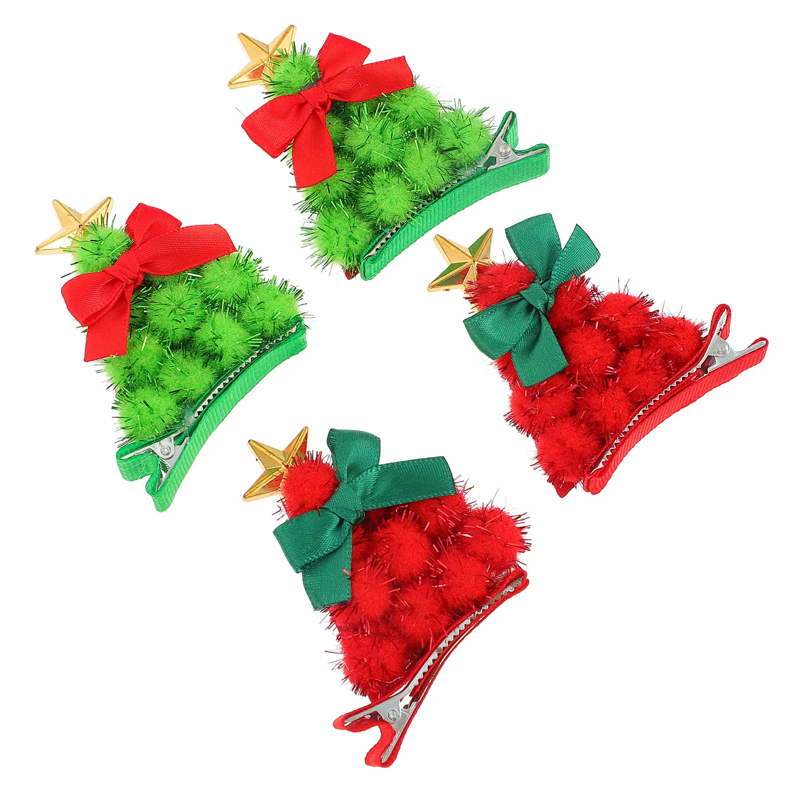 

2 Pairs Christmas Tree Hair Clips Barrettes Decorate Girls Holiday Hairpin Ball for Child