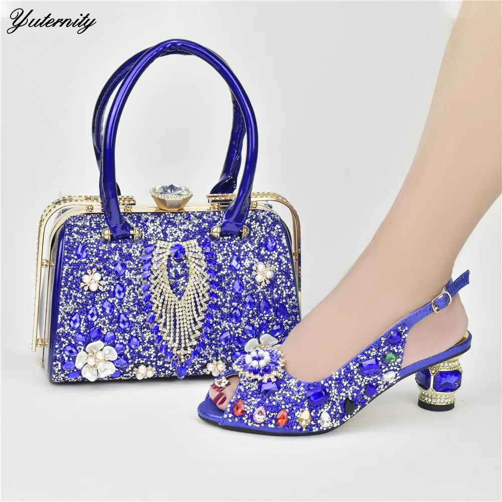 

Top Quality African Sandal Shoes And Matching Bags Set Fashion Summer Women High Heels Shoes And Bags For Wedding Dress