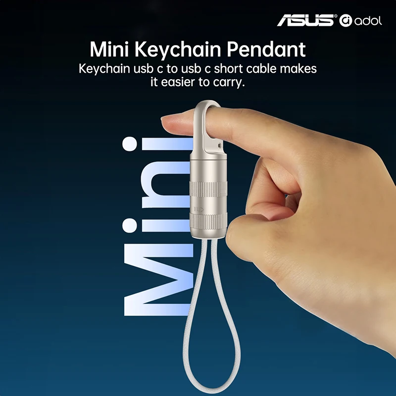 ASUS 20cm USB-C to Type-C cable fast charging cable Type-C keychain lanyard cable for iPhone 15 16 17 Pro Max Samsung S25 cable