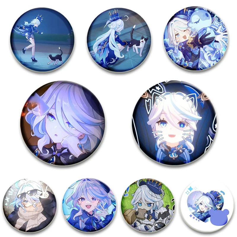 

Anime Genshin Impact Fontaine Furina Soft Button Pins Creative Cartoon Brooch Handmade Badge for Collar Backpack Hat Decor Gifts