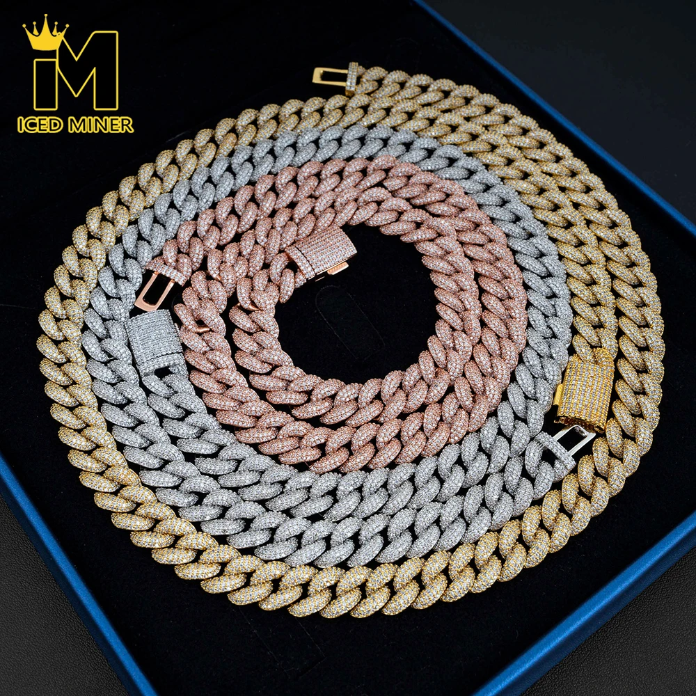 12mm Bubble Iced Out Cuban Chain Necklace for Men Women Bling Zircon Goth Hip Hop Jewelry Free Shipping