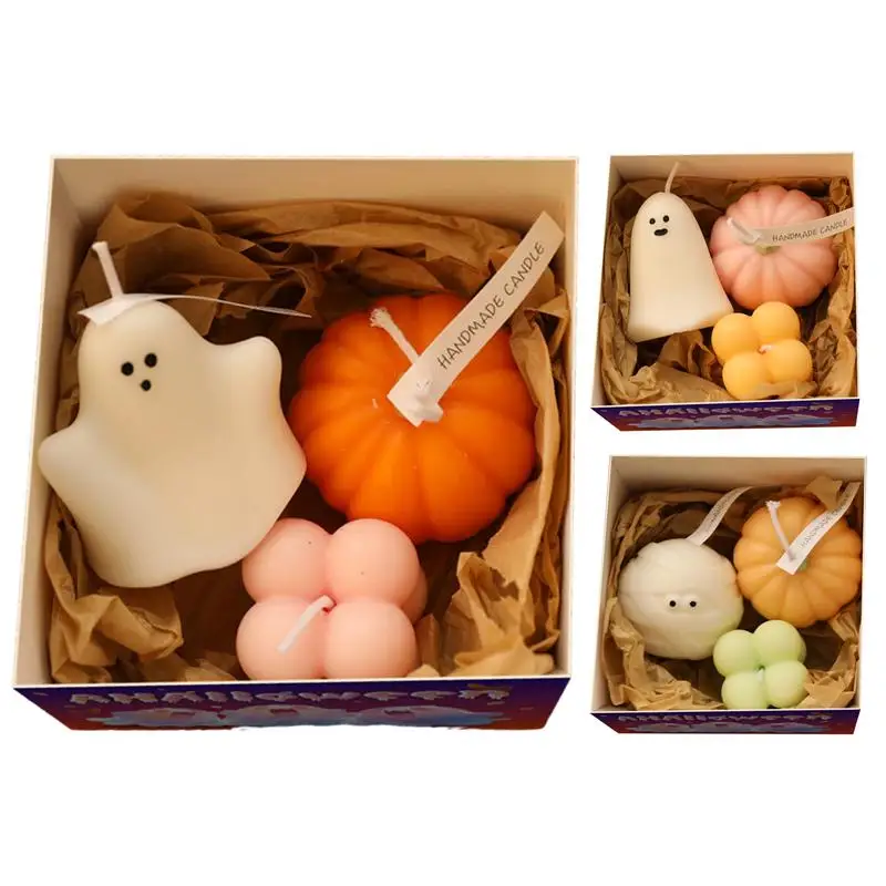 Hallowen Cartoon Shape Scented Candles Aromatherapy Wax Cute Candle Gift Box Festival Set  Party Supplies For Adults Children