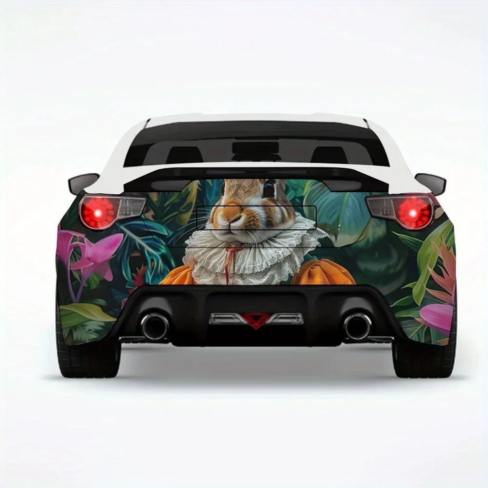 

Элегантная автомобильная наклейка с кроликом-аристократом, виниловая наклейка на заднюю часть автомобиля, водонепроницаемые самоклеящиеся виниловые наклейки для хвоста и бампера автомобиля