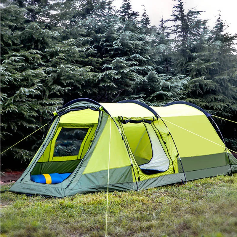 Glamping 5-8 People Camping Outdoor Rainproof Oxford Polyester Fabric 2 Bedrooms 1 Living Room TunnelTentcustom