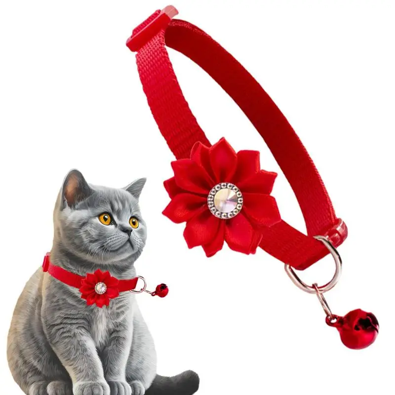 Cat Collar Adjustable Bow Tie Cat Flower Collar Safety Button Tie Necklace Puppy And Cat Gift Pet Accessories Puppy Collar