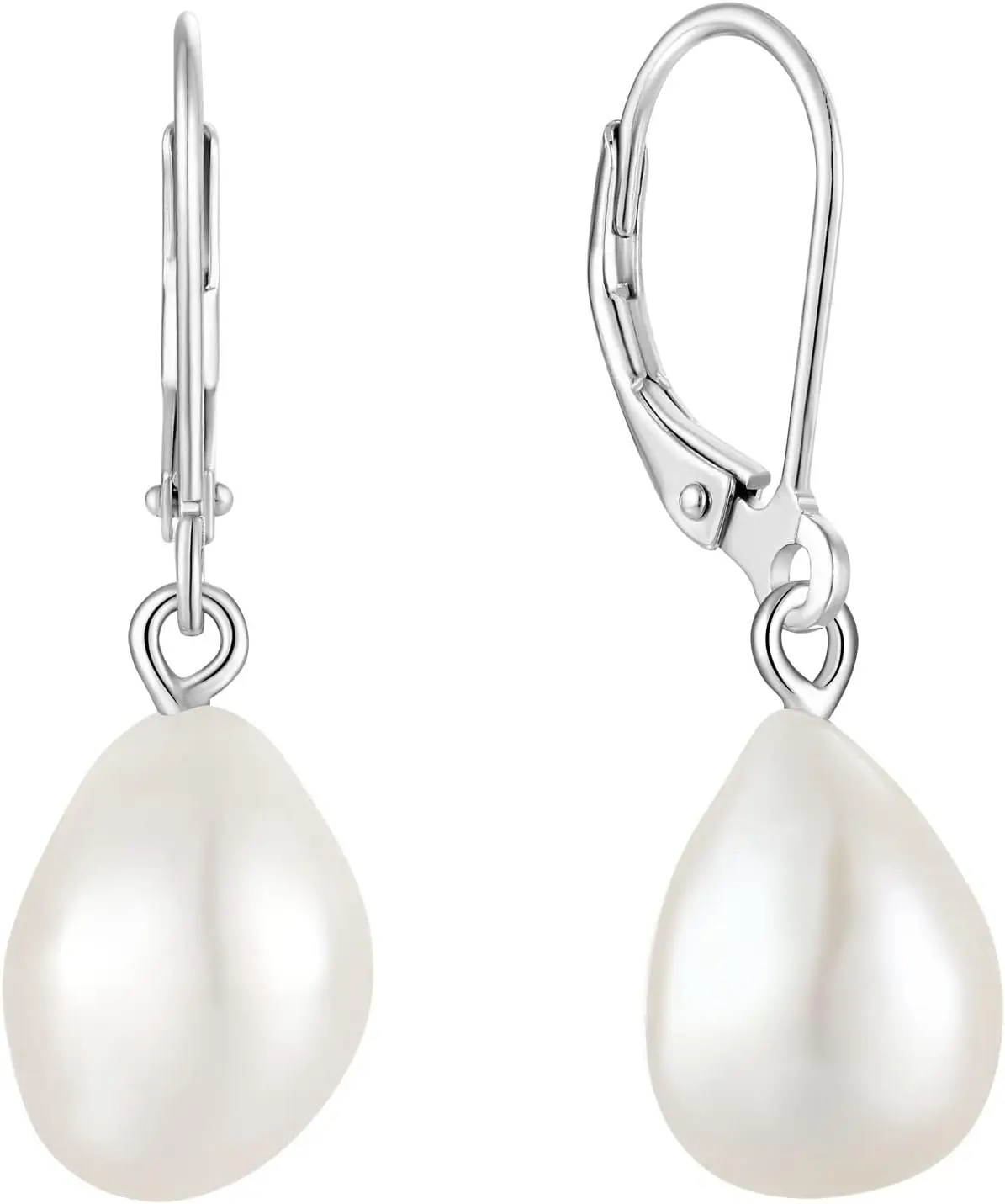 

925 Sterling Silver Freshwater Pearl Hoop Earrings with Dangle Real and Simulated Pearls