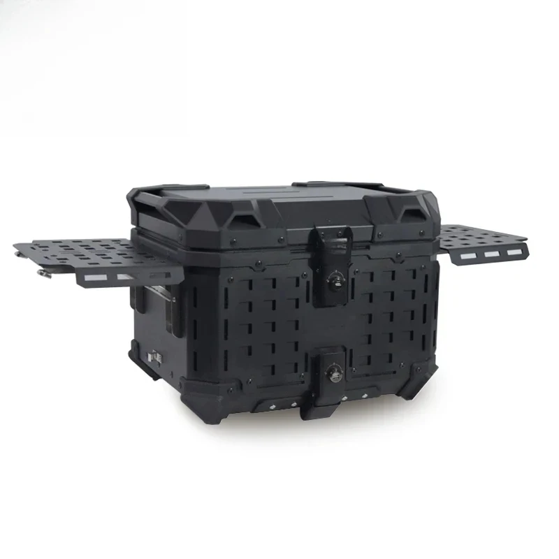 45L Motorcycle Tail Box with Folding Plate and H Corner Protectors on Both Sides