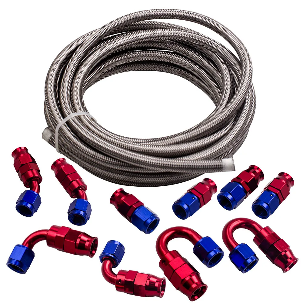 Ptfe Kraftstoff leitungs schlauch aus Edelstahl 6m 20ft an6-6 ein drehbarer Rücklauf satz – Detail 5
