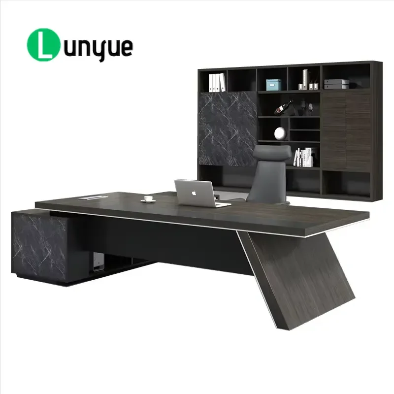 Modern Luxury Executive Desk for Office Manager CEO Computer Workstation with Drawers Contemporary Boss Table Furniture