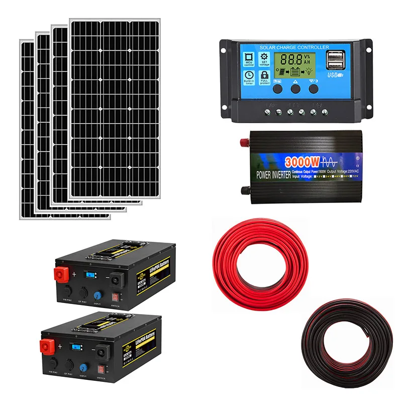 balcony solar system with solar panels mppt charger inverter and 12v solar energy storage battery