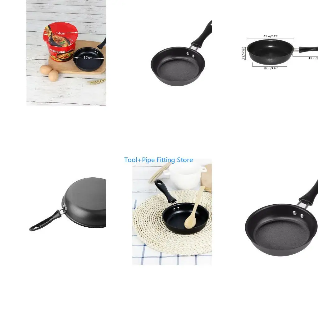 F92B Mini Cooking Pan Non-Stick Iron Frying Pan for DuPont Coating Portable Long Hand