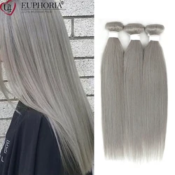 Straight Silver Grey Remy Hair Bundles Brazilian 9A 100% Human Hair Bundles Weave Extension 8-26inch 1/3 Pcs Body  EUPHORIA