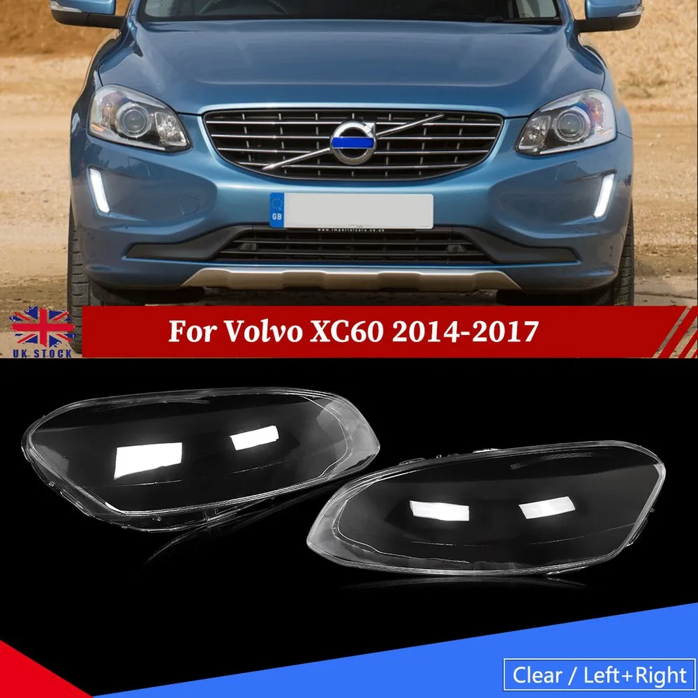 

For Volvo XC60 2013 2014 2015 2016 2017 Headlight Lens Lampshade Left Right Headlamp Cover Cap Clear Transparent Auto Parts