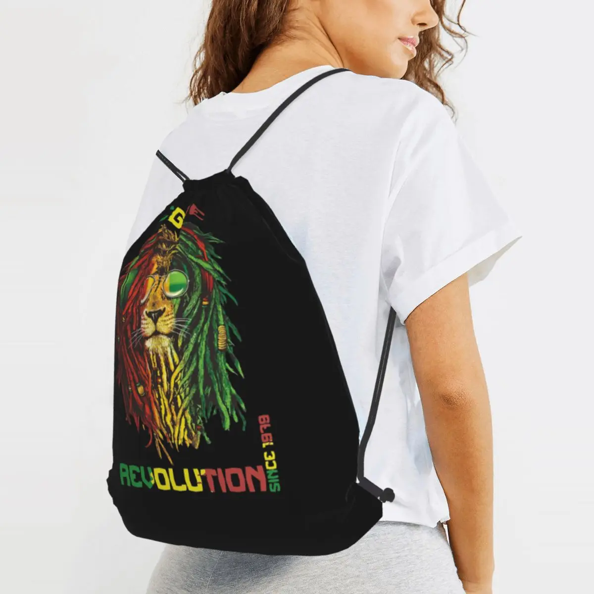 

Reggae Revolution Rasta Lion Art Since 1979 Backpacks Portable Drawstring Bags Sports Bag Book Bags for Man Woman School