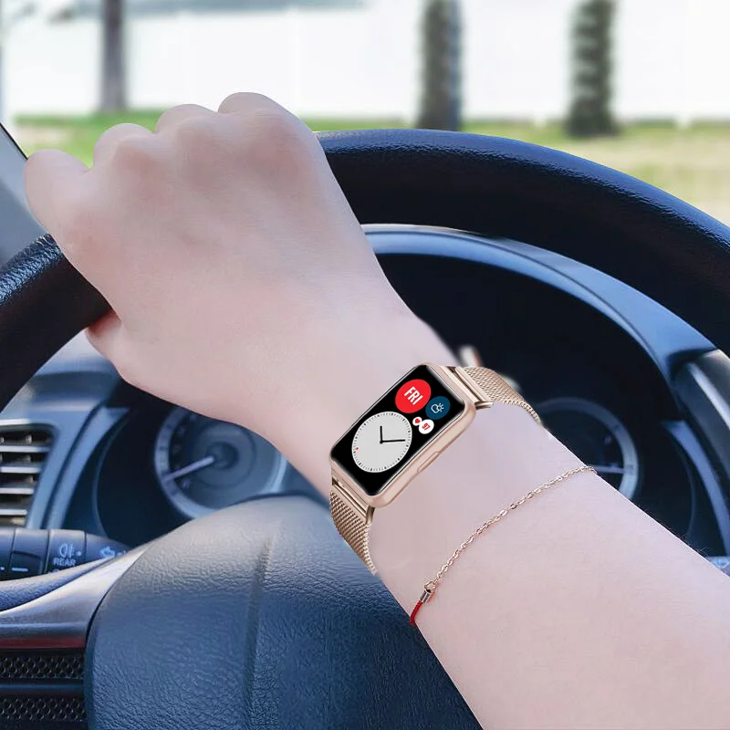 حزام مغناطيسي لساعة Huawei Watch FIT 2 حزام ساعة من الفولاذ المقاوم للصدأ حزام معدني حلقة حزام كوريا سوار Huawei Watch fit2 حزام جديد