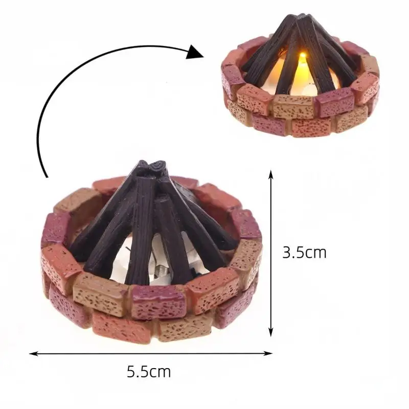 Caldo! 1:12 Casa delle bambole in miniatura LED Falò Scena da campeggio Modello Decor Giocattolo Accessori per casa delle bambole