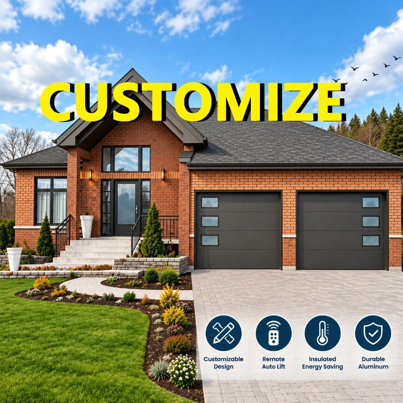 Customizable Aluminum Sectional Garage Door Flat Panel Insulated for Double Car Residential House