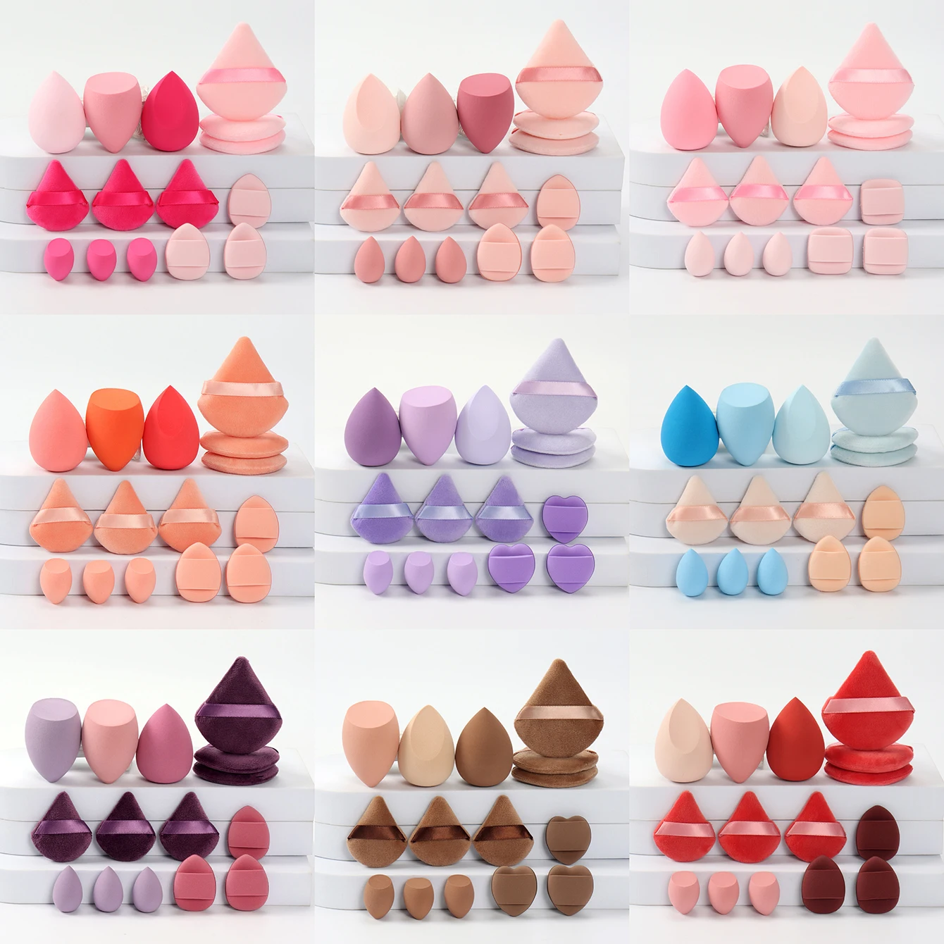 Spring 15 Cans, 3 Esponjas para Polvo Suelto, 3 Mini Esponjas para Polvo Suelto, 3 Mini Esponjas de Maquillaje y 3 Mini Esponjas Air Cushion, Mezcla para Base de Maquillaje