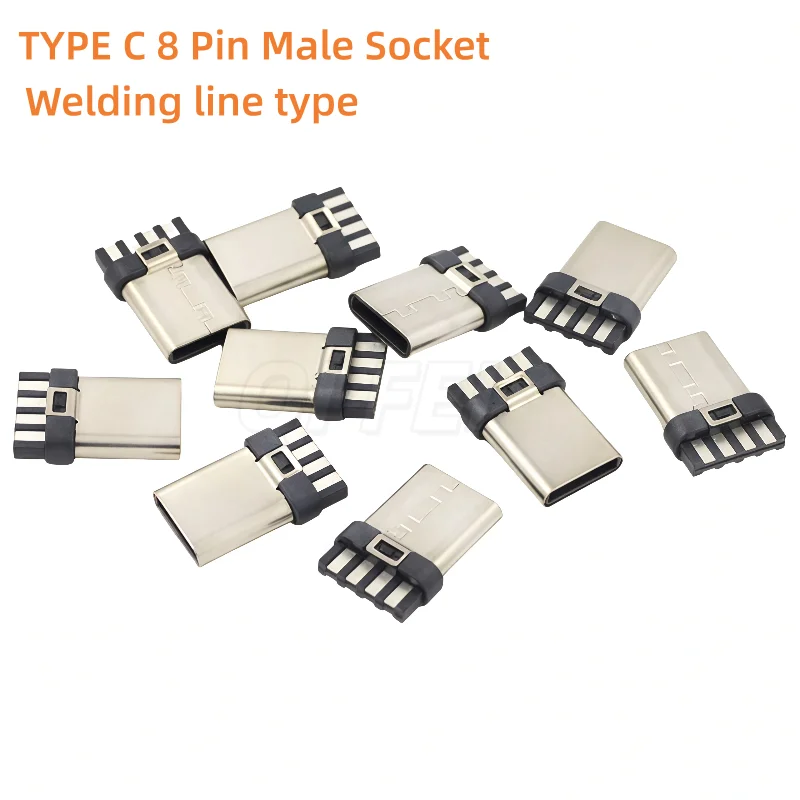 

20pcs USB 3.1 TYPE C 8P Male Socket Connector Welding line type Charging Port Plug Socket Power USB 2.0 TYPE-C 8 Pin Connector