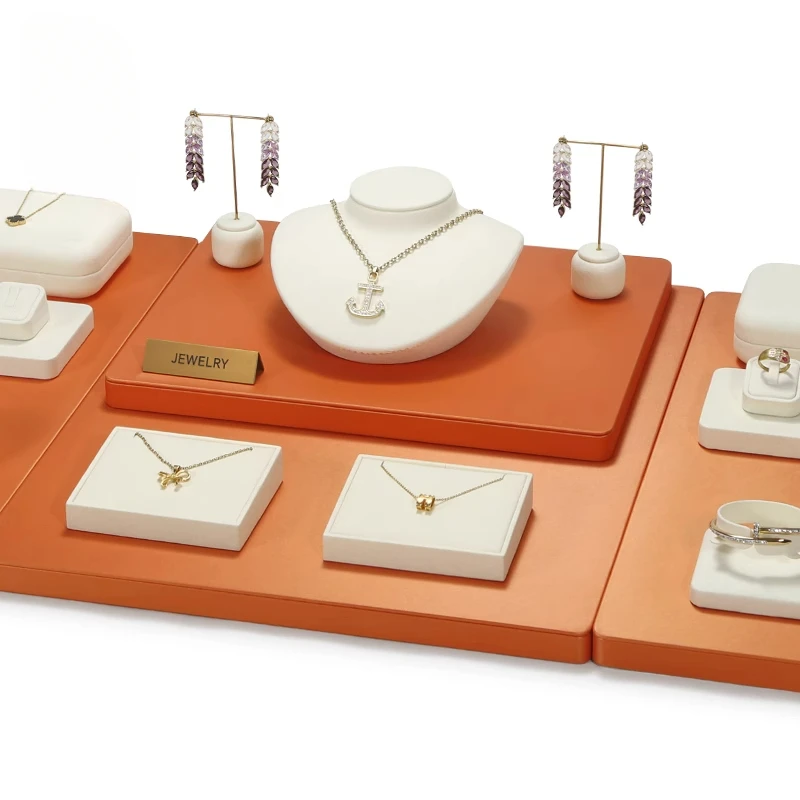 High end jewelry display props counter jewelry display rack necklace ring earring display set customization