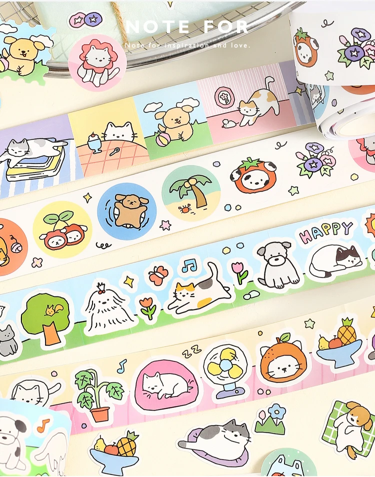 Niedliches Cartoon-Katzen-Washi-Tape im koreanischen Design, Matsugoda-Papierband für Schreibwaren, Büro, DIY-Bastelarbeiten und Dekoration – Detail 29