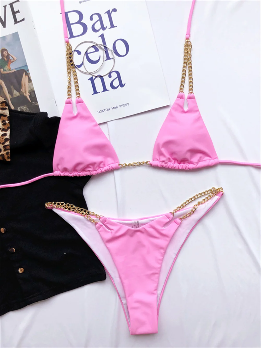 

Sexy Metal Chains Bikini Extreme String Backless Micro Swimsuit Thongs Swimwear Women Beach Outfit Bathing Suit Bikinis De Mujer
