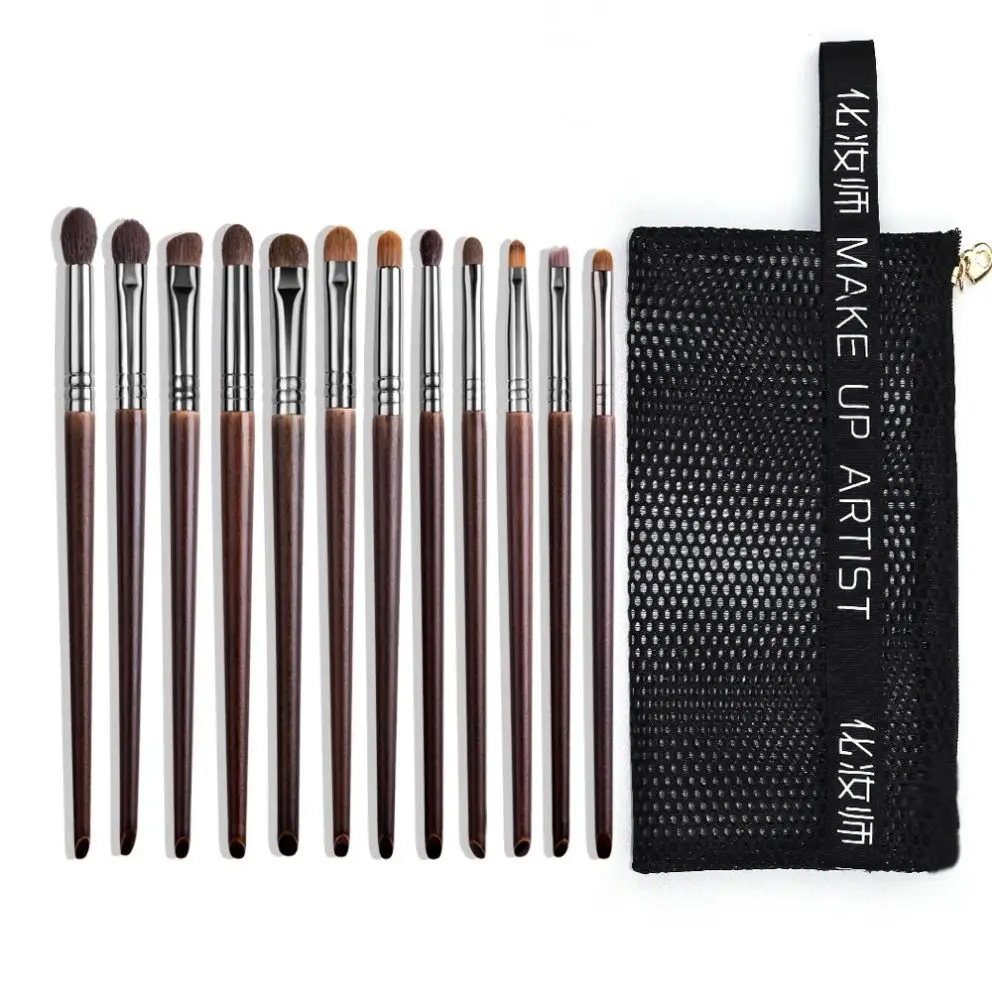 OVW 9/12 sztuk Panceau Maquillage oczu naturalne włosy zestaw pędzli do makijażu kosmetyczne narzędzie kosmetyczne do makijażu zagnieceń szczotka Eyeliner brwi