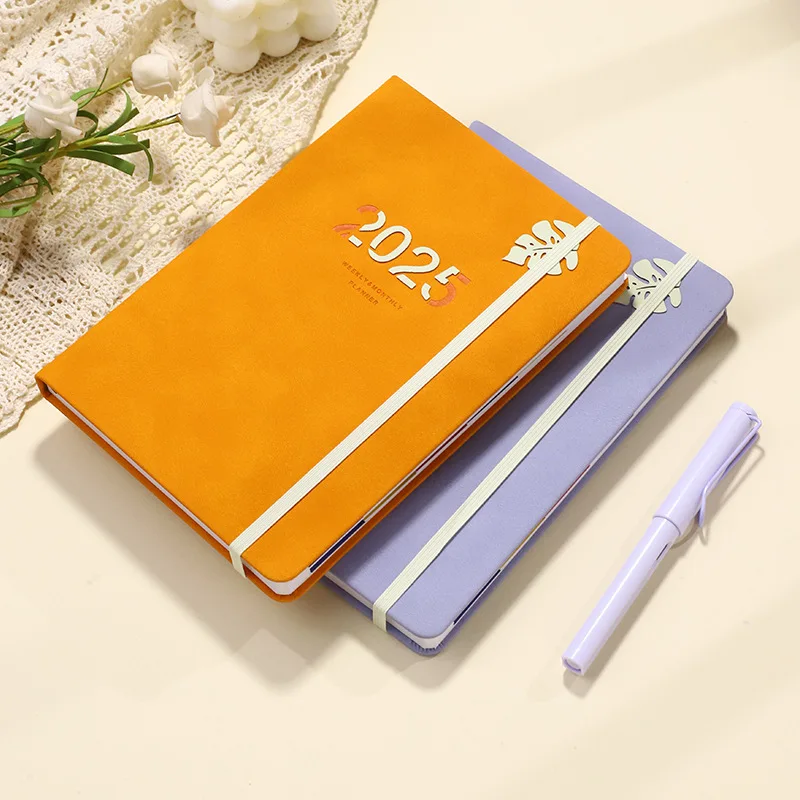 2025 Planner Book A5 English Daily Notebook Hard-faced Strap Notebook 365 Day Plan Calendar Daily Plan Dairy Note Book