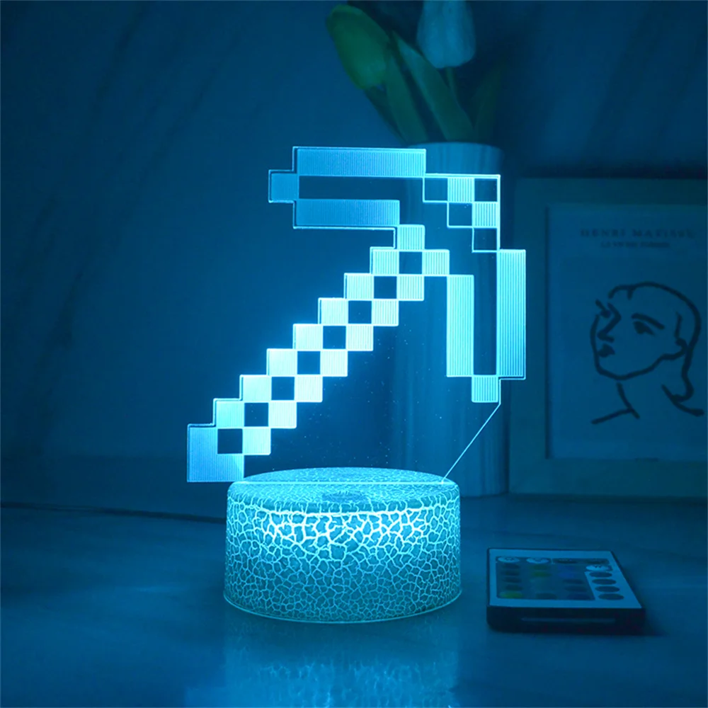 acrilico led night light seta forma mudando a cor nightlight 3d game series lampadas decoracao do quarto kids gift 01