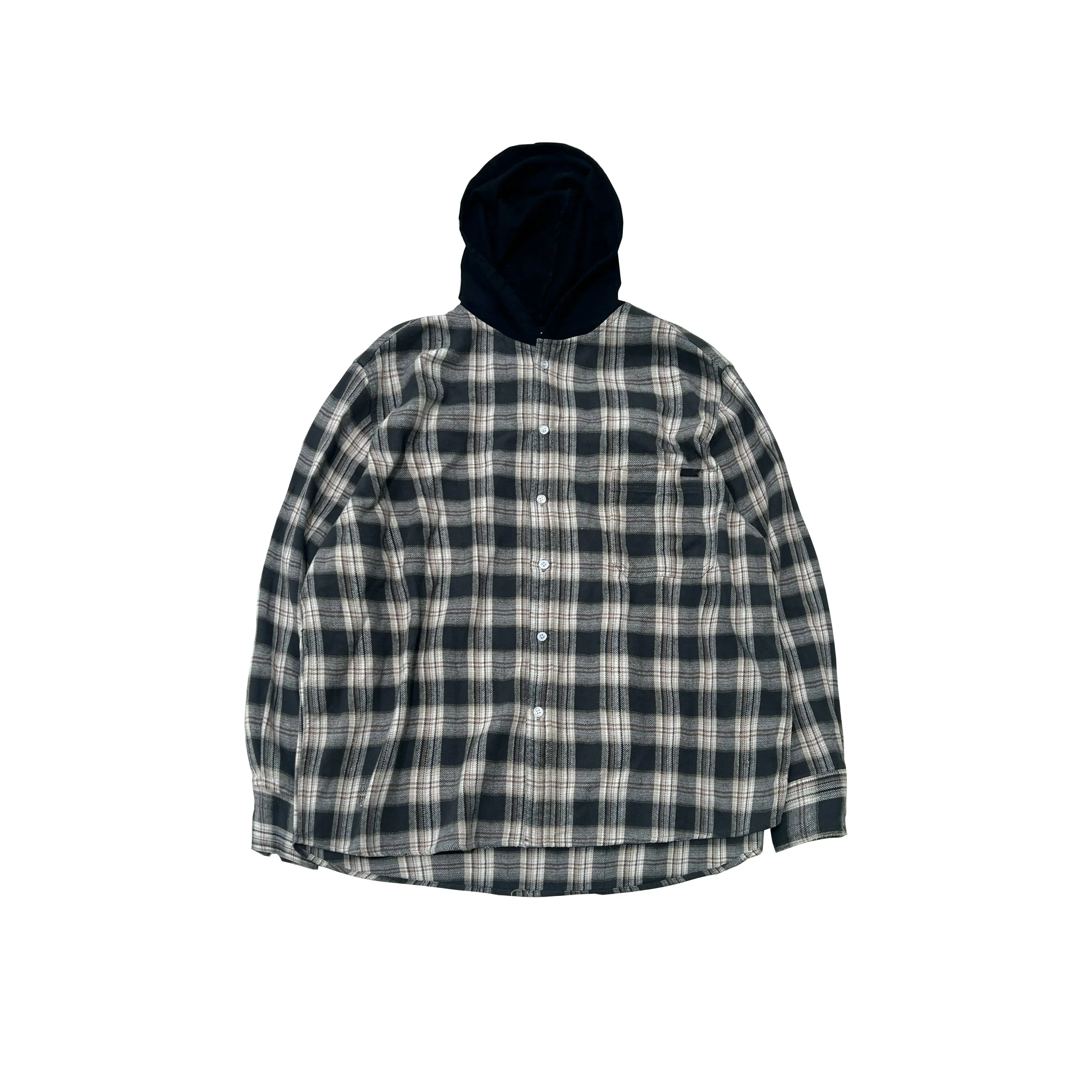 Japanese Old Sabotage Hooded Plaid Shirt Jacket Street