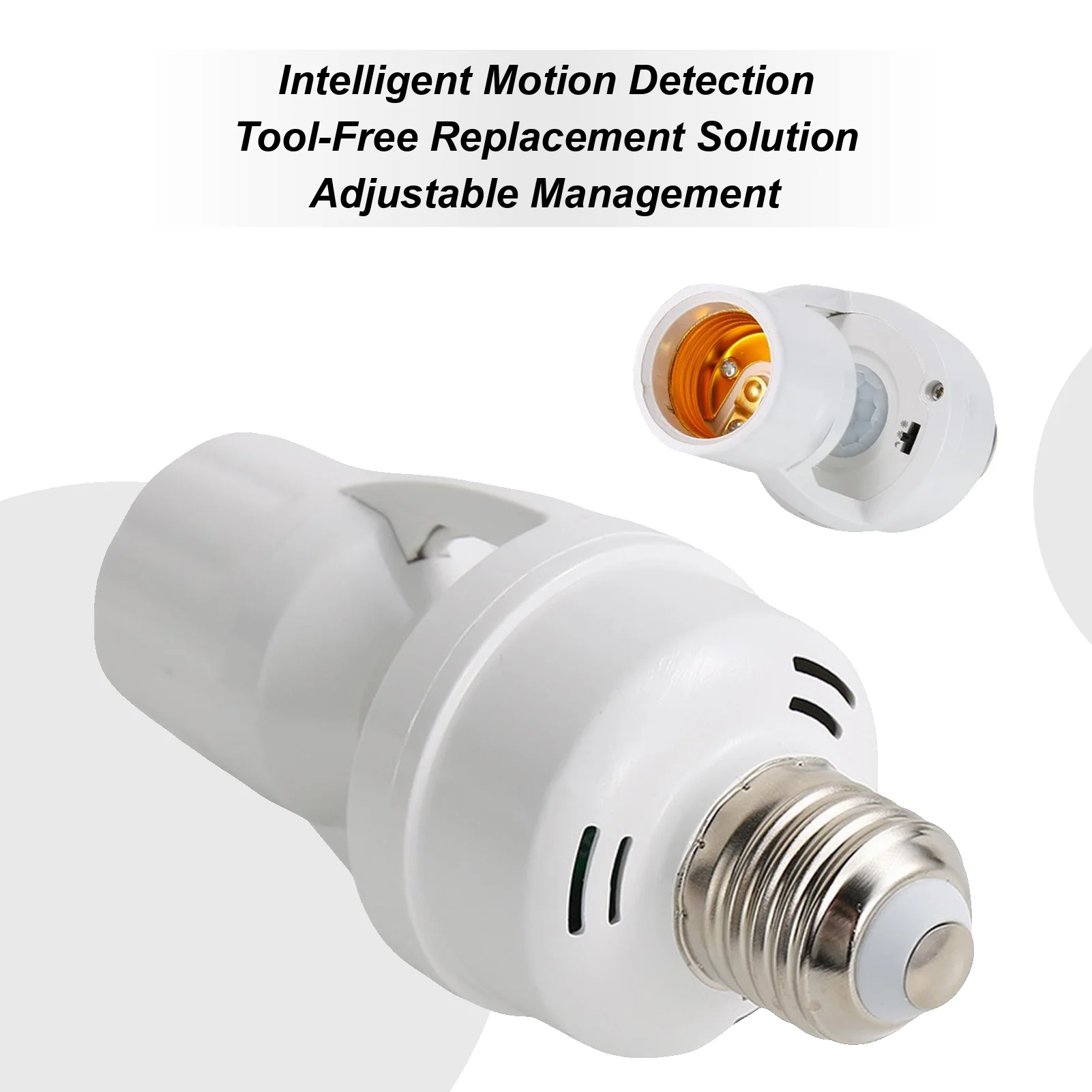 

Motion Sensor Light Socket E27 Screw In Infrared Radar Sensor Smart Lamp Bulb Holder Adapter for Home Porch Garage Basement