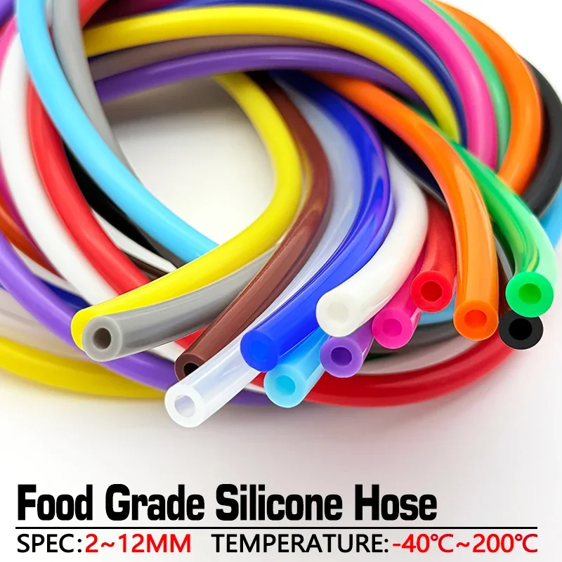 

Красочная пищевая силиконовая трубка, 1 метр, внутренний диаметр 2-12 мм, термостойкий гибкий разъем для воды для безалкогольных напитков, сантехнический шланг