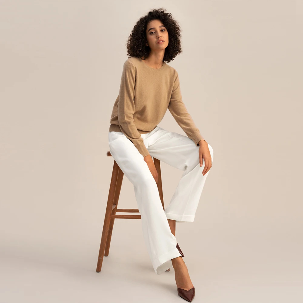 LILYSILK Cashmere Sweater for Women 2023 Spring New Soft Comfort Warm Long Sleeve Crewneck Top Casual Essentials Free Shipping