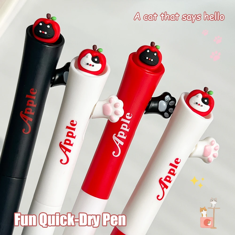 

4Pcs Fun Cute Gel Pens 0.5mm Cute Pet Series Quick-Drying Pens Cat Dog Panda Simple Style Black Pens Study & Office Use