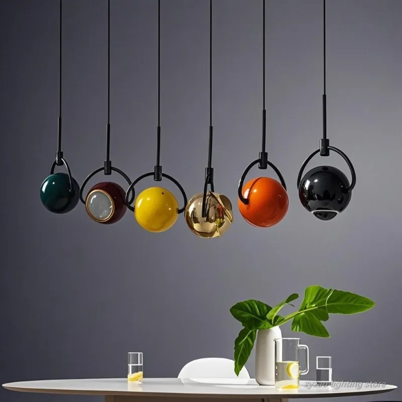 Simplicity Plated Colorful Aluminum Small Can Suspend LED Pendant Lights Indoor Lamp for Living Room Home Decoration Chandeliers