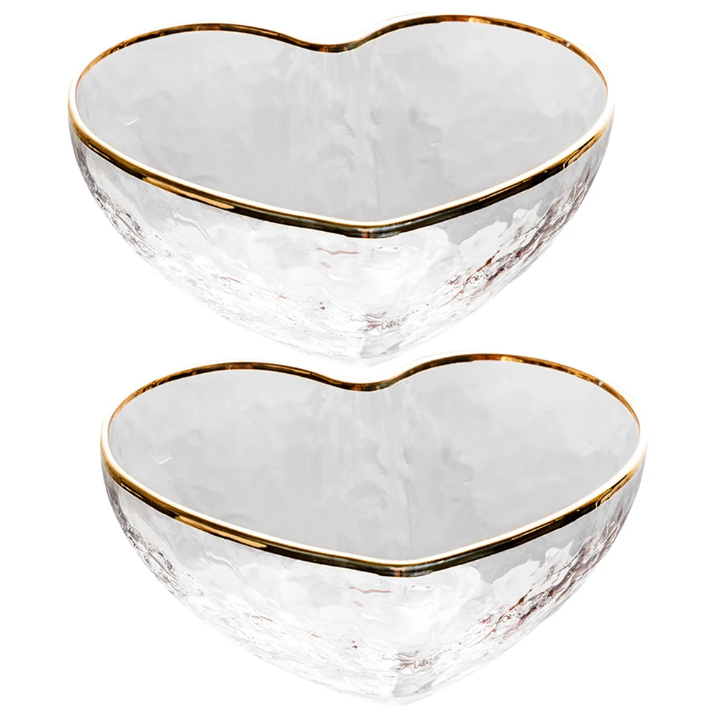 

2Pcs Heart Shaped Glass Dessert Bowls Smooth Transparent Jelly Pudding Containers for Home Party Salad Fruit Serving Decorative