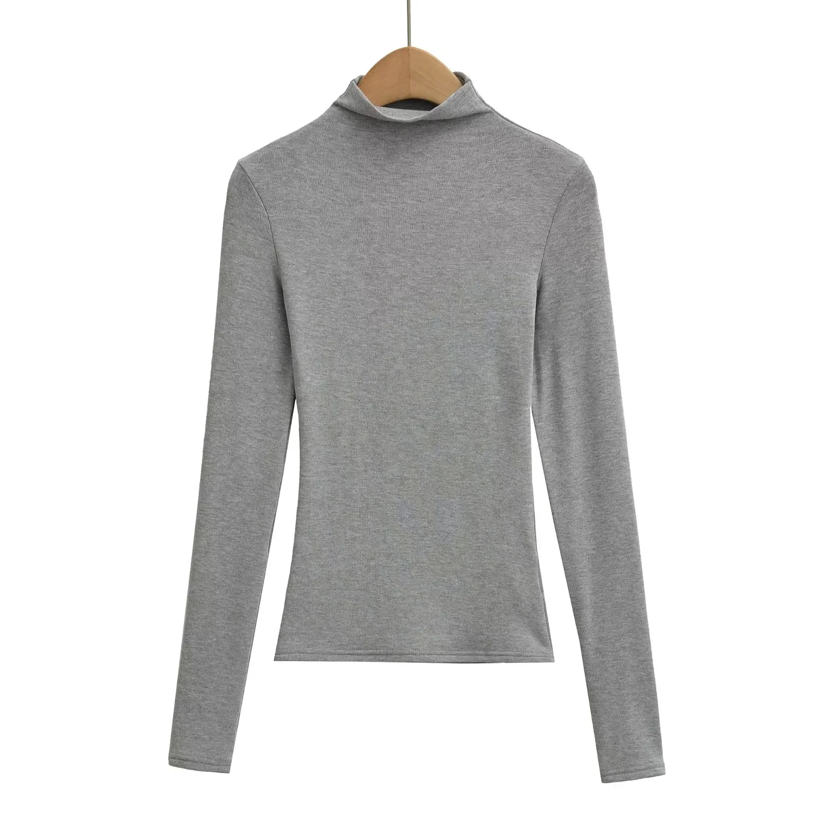 Camiseta larga ajustada Sve para mujer primavera otoño Sexy Base de ajuste irt Top elástico interior cuello alto f cuello alto