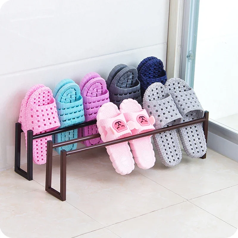 Wrought Iron Shoes Drain Rack Organizer Storage Holder Shoe Slipper Rack for Household Bathroom Living Room White, Black, Bronze