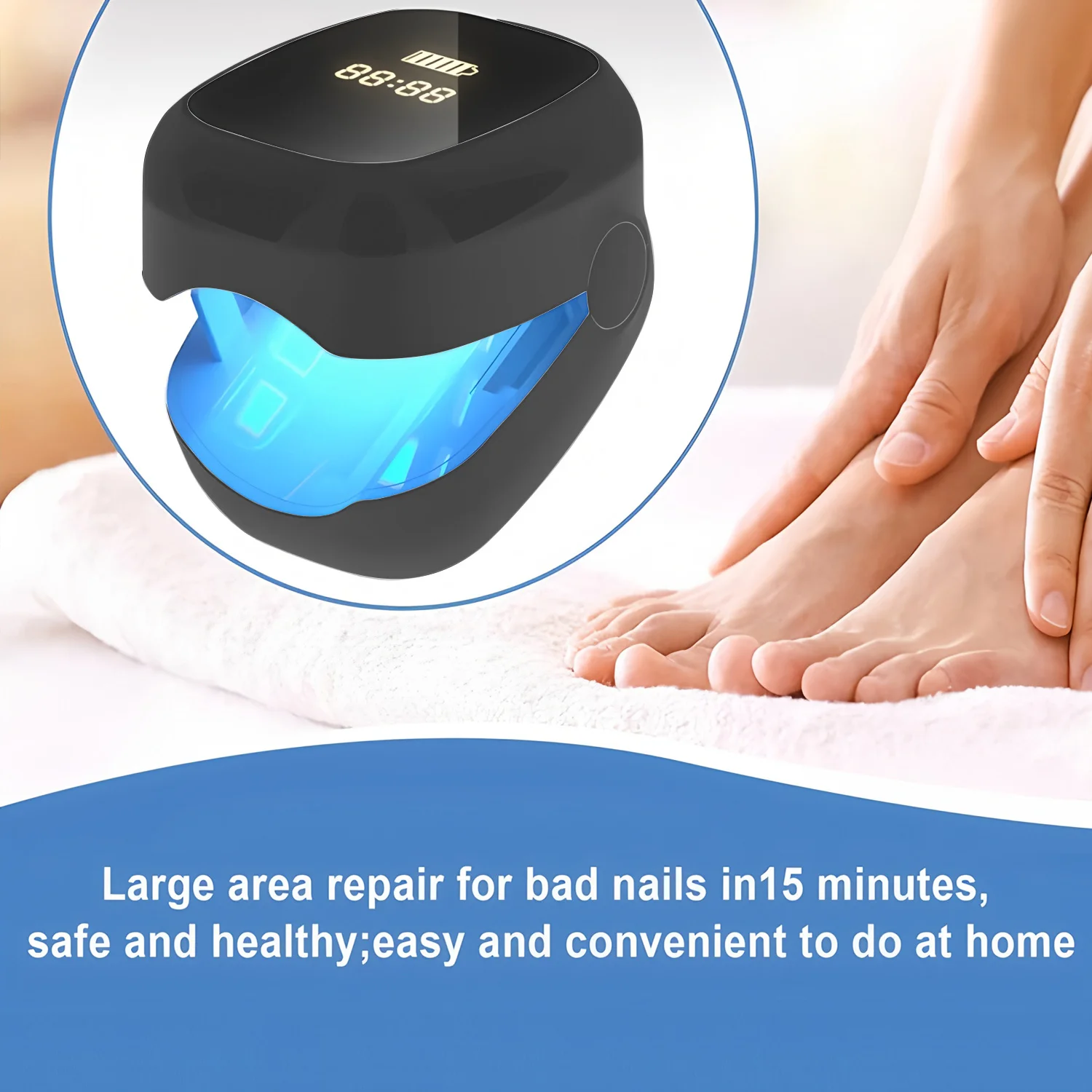 Portable Rechargeable Nail Fungus Laser Tool with LED Light - Professional Treatment for Toenail Fungus, Thickened/Discolored Na