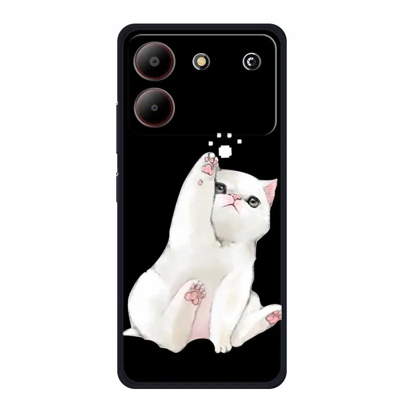 For ZTE Blade A54 Case Cute Cartoon Cat Black Silicone Soft Phone Case For ZTE Blade A54 4G Back Cover Case A 54 6.6\