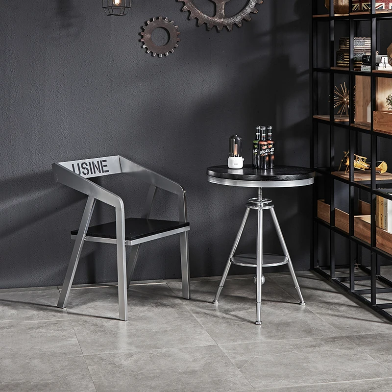 Metal & Wood Chair Commercial Grade Bistro Dining Chair Vintage Cafe Bar Stool with Backrest