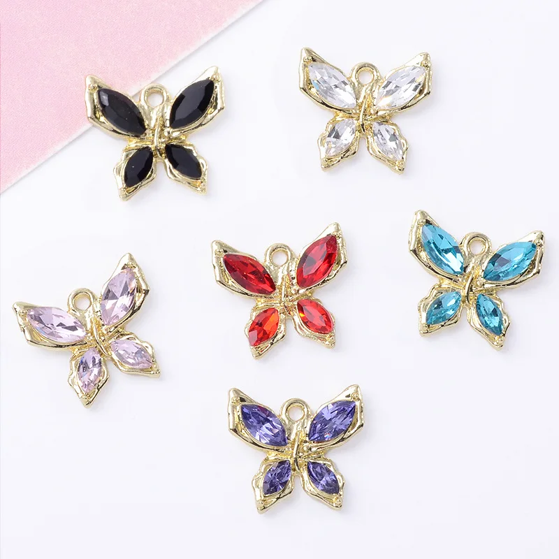 

100Pcs sets spot wholesale DIY fashion personalized earrings bracelet material combination pendant set crystal butterfly pendant