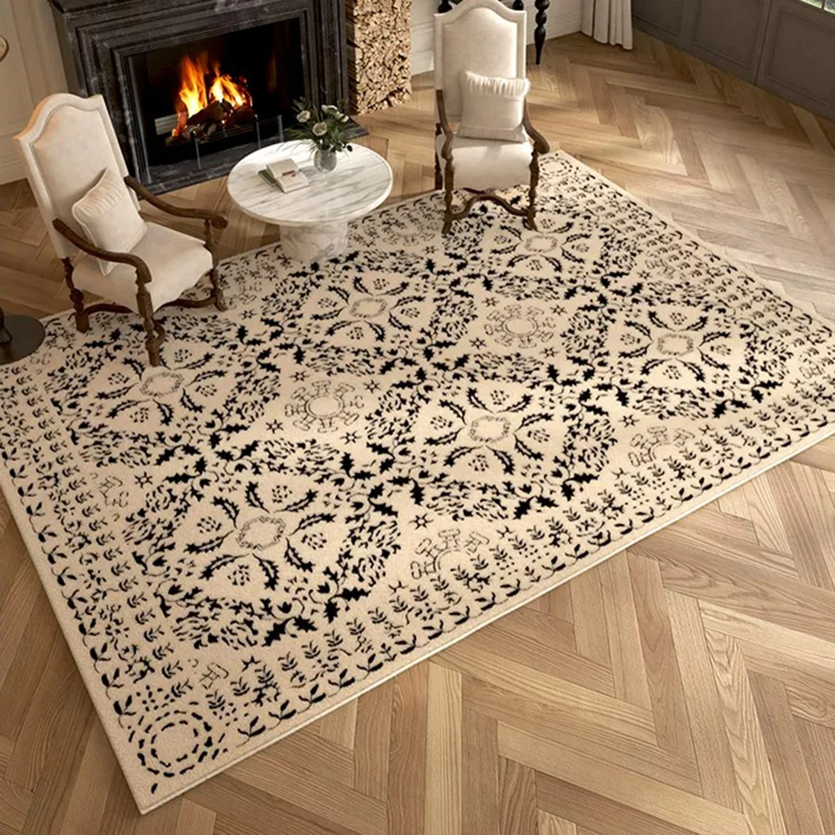 Vintage Distressed Persian Carpet Living Room Floor Mats Soft Machine Washable Printed Rugs Home Decoration Bedroom Bedside Rug